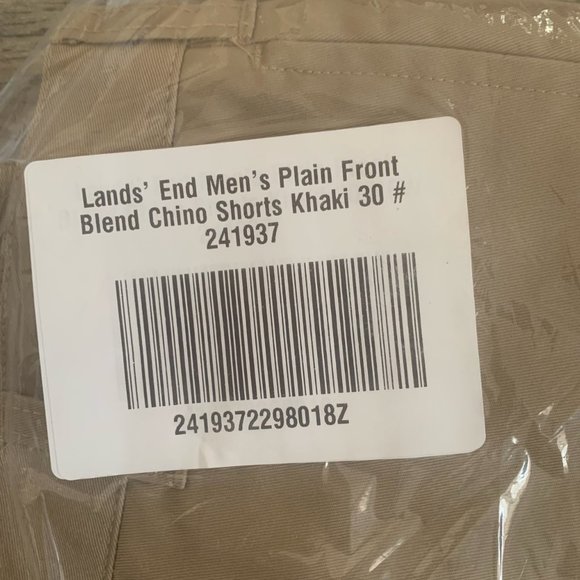 NWT LANDS' END MEN'S PLAIN FRONT WRINKLE RESISTANT BLEND CHINO SHORTS KHAKI 29 - Picture 5 of 9